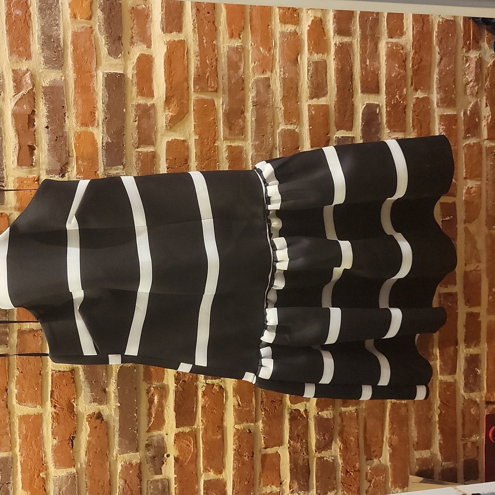 SZ 14 Asos Tall Black and White Scuba Material Drop Waist Dress